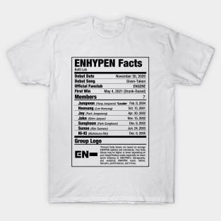 ENHYPEN Kpop Nutritional Facts T-Shirt